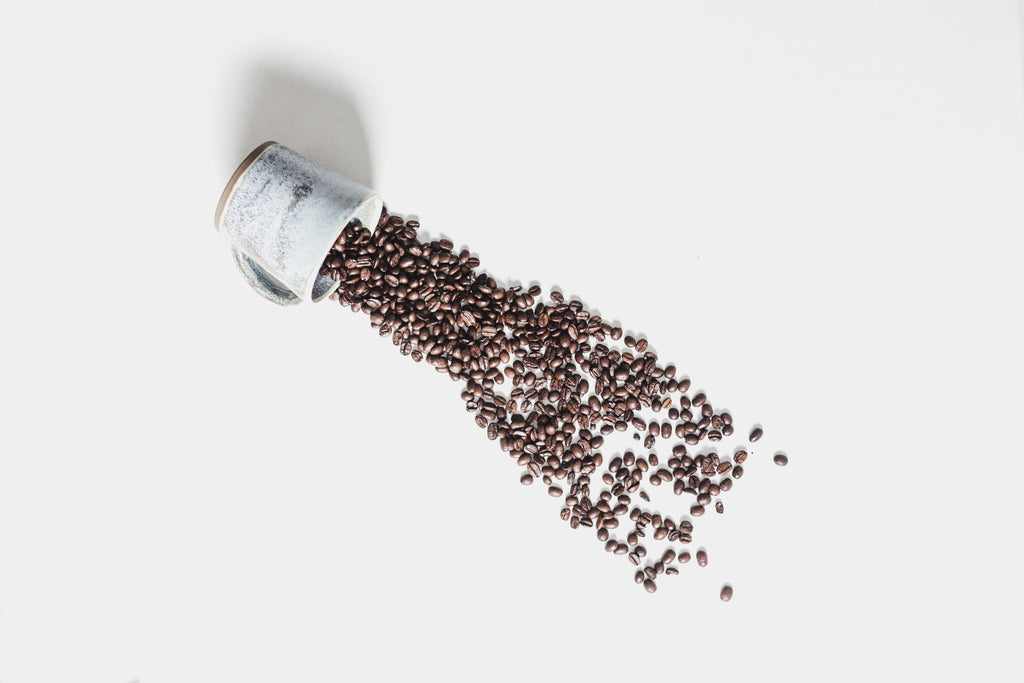 Coffee beans and mug flatlay - Bear Ridge Co.