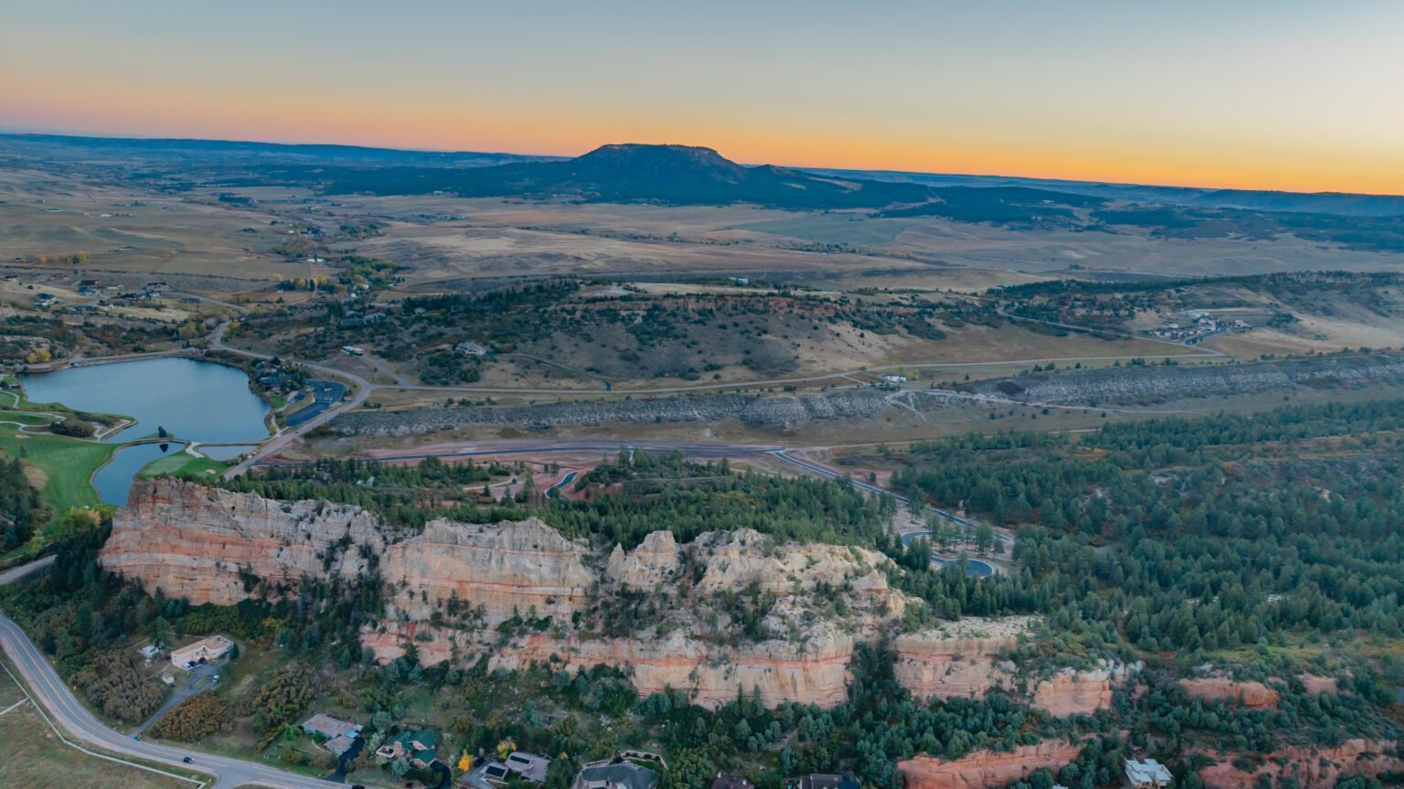 aerial view 3 of bear ridge at sunset