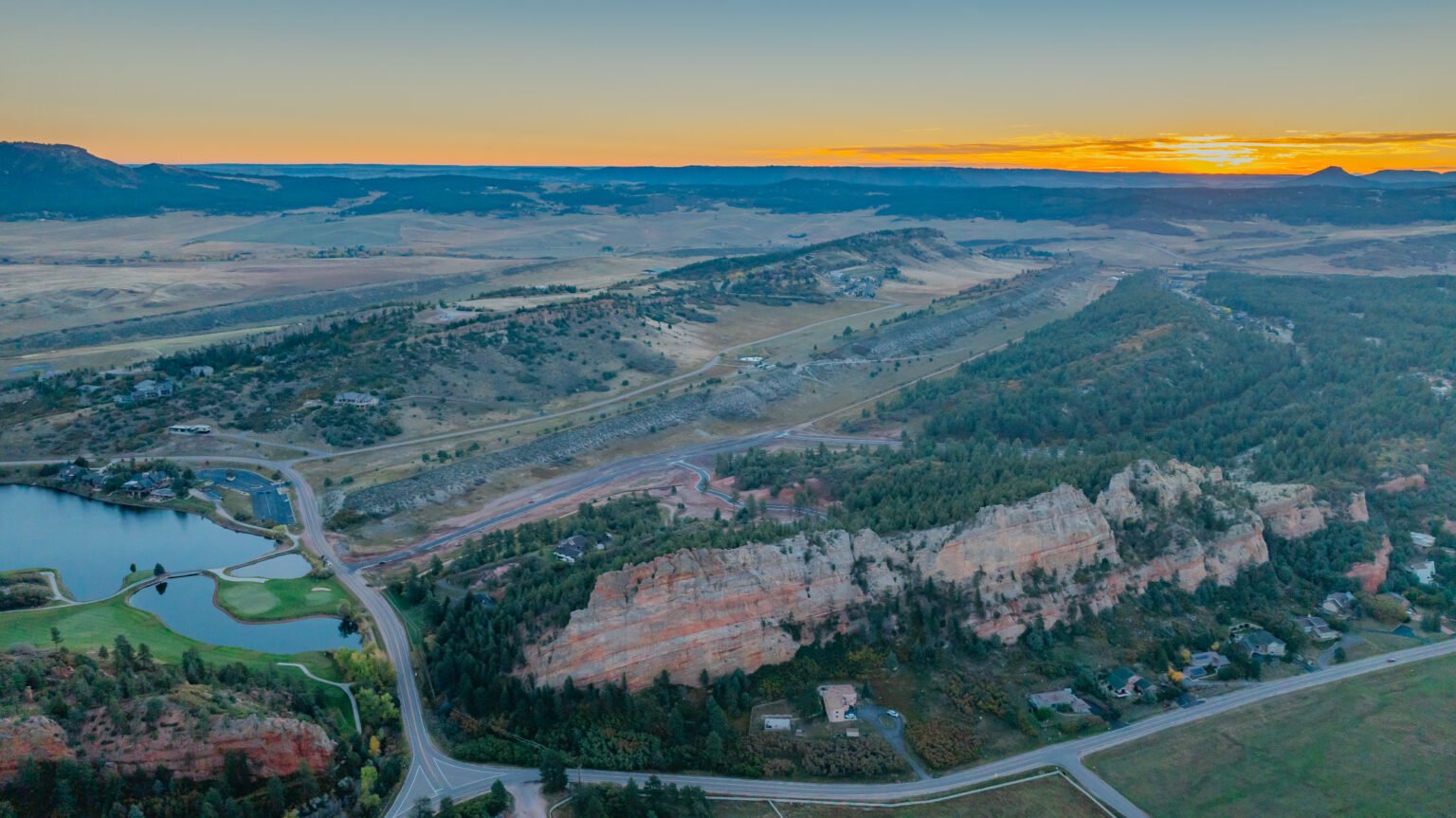 Aerial View with sunset of Bear Ridge