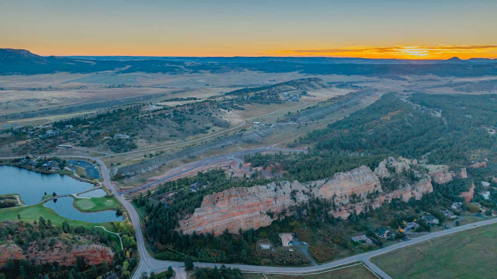 Aerial View with sunset of Bear Ridge