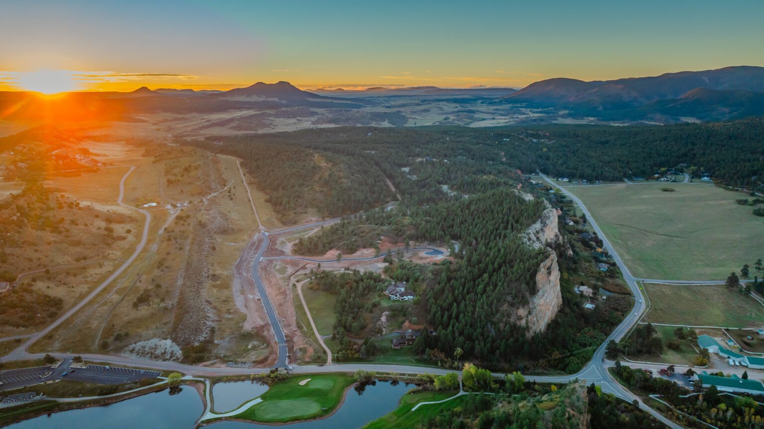 aerial view 2 of bear ridge at sunset