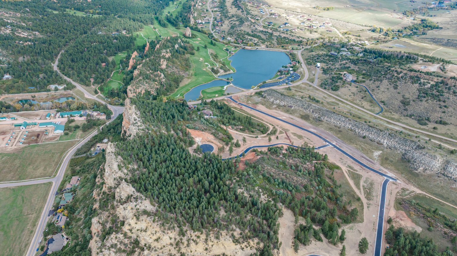 High view of Bear Ridge with golf course in background