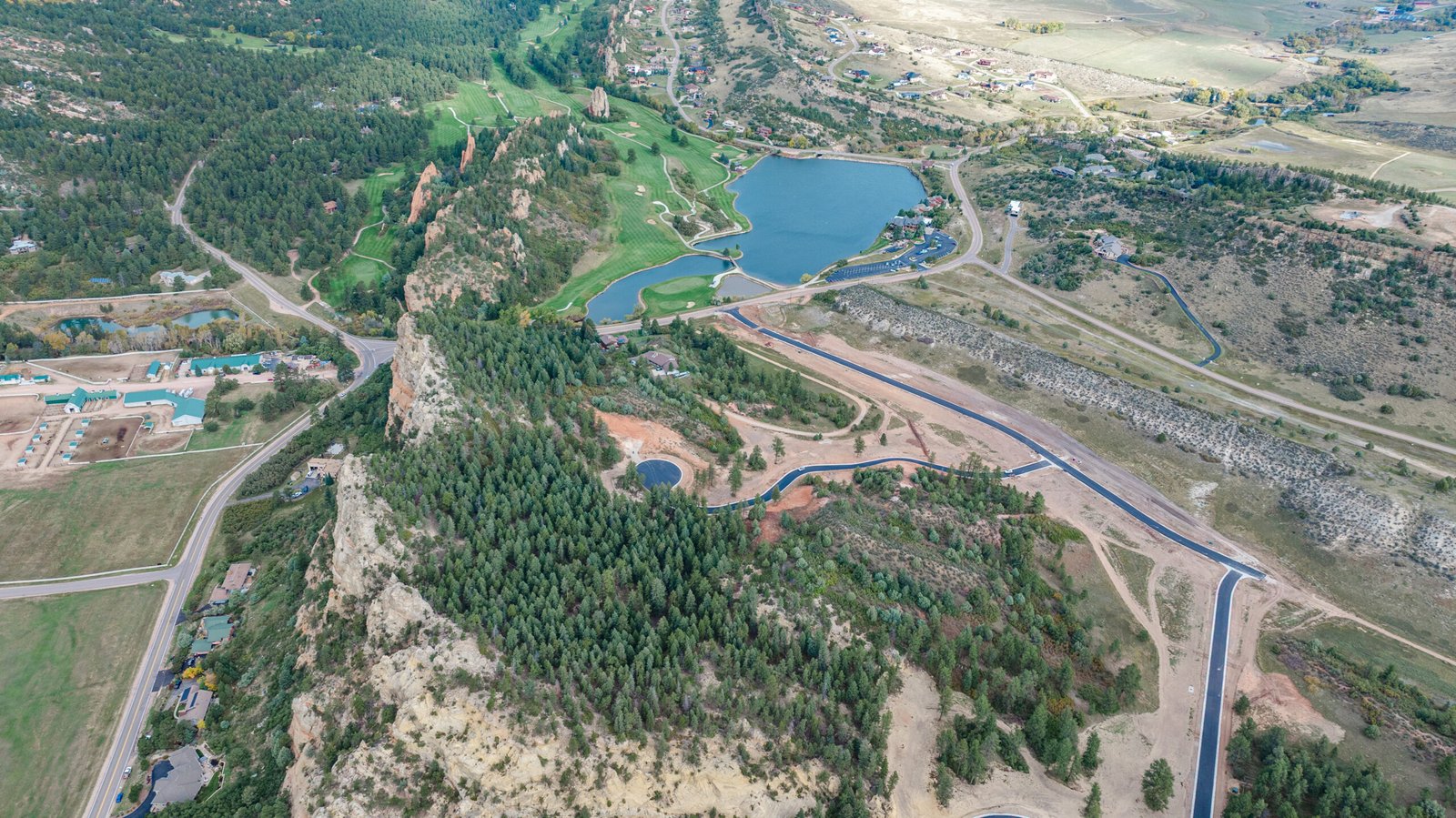 High view of Bear Ridge with golf course in background